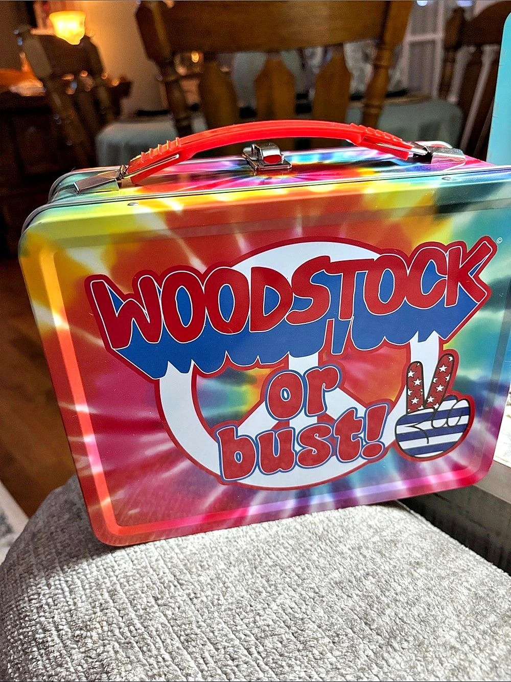 Woodstock Metal Lunch Box Tie-Dye Multicolor & Red